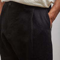 Jan-Jan Van Essche Pleated Trousers #68, Black Linen