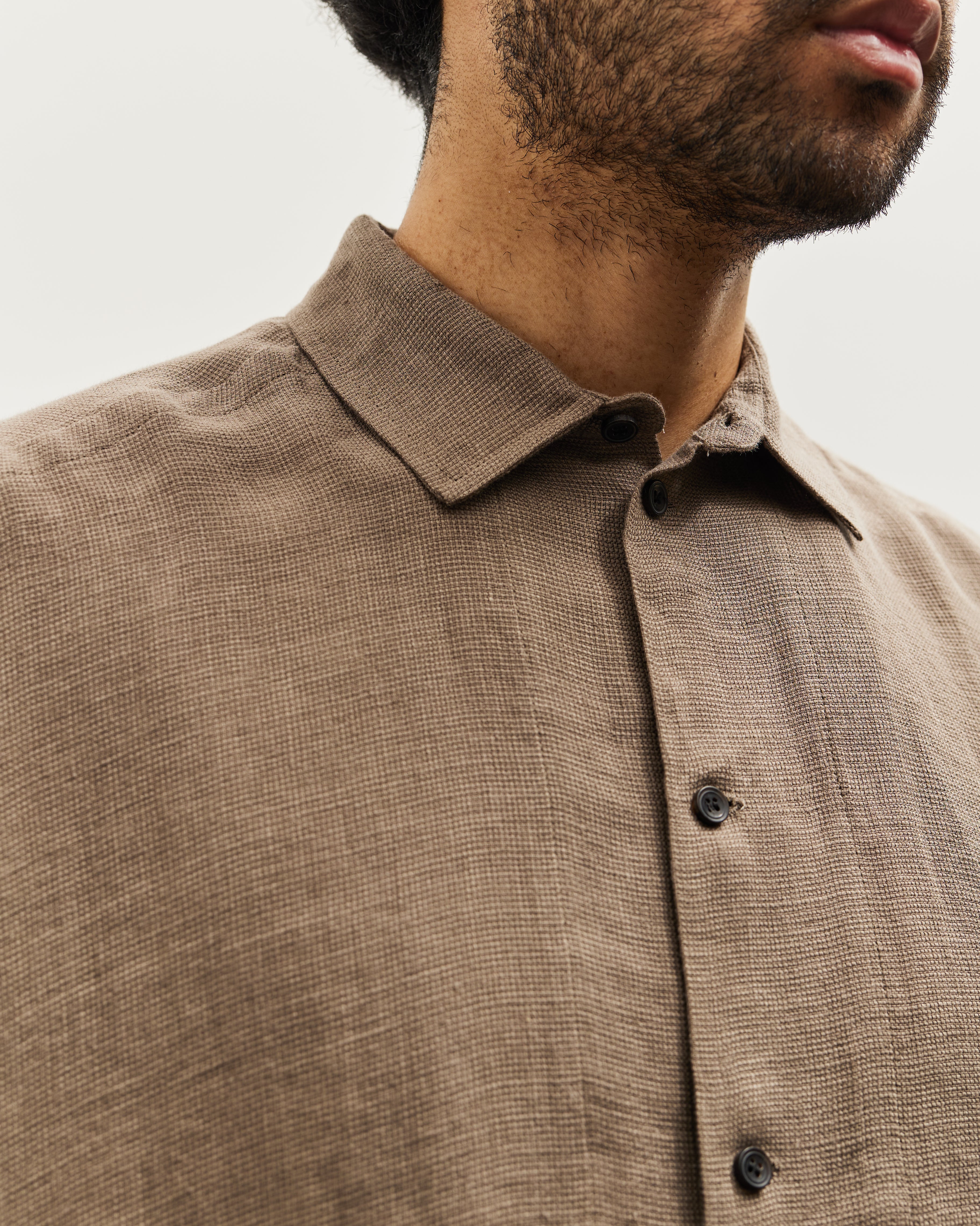 トップス JAN JAN VAN ESSCHE LOOP COLLAR MID SHIRT Jan-Jan Van Essche ''Kasuri'' Loop Collar Shirt in Waterfall