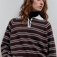 Cordera Merino Wool Striped Polo, Brown