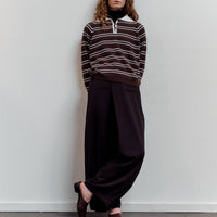 Cordera Merino Wool Striped Polo, Brown