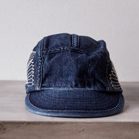 Kapital 10oz IDGxIDG Denim Camp Cap FUROSHIKI Embroidery, Washed