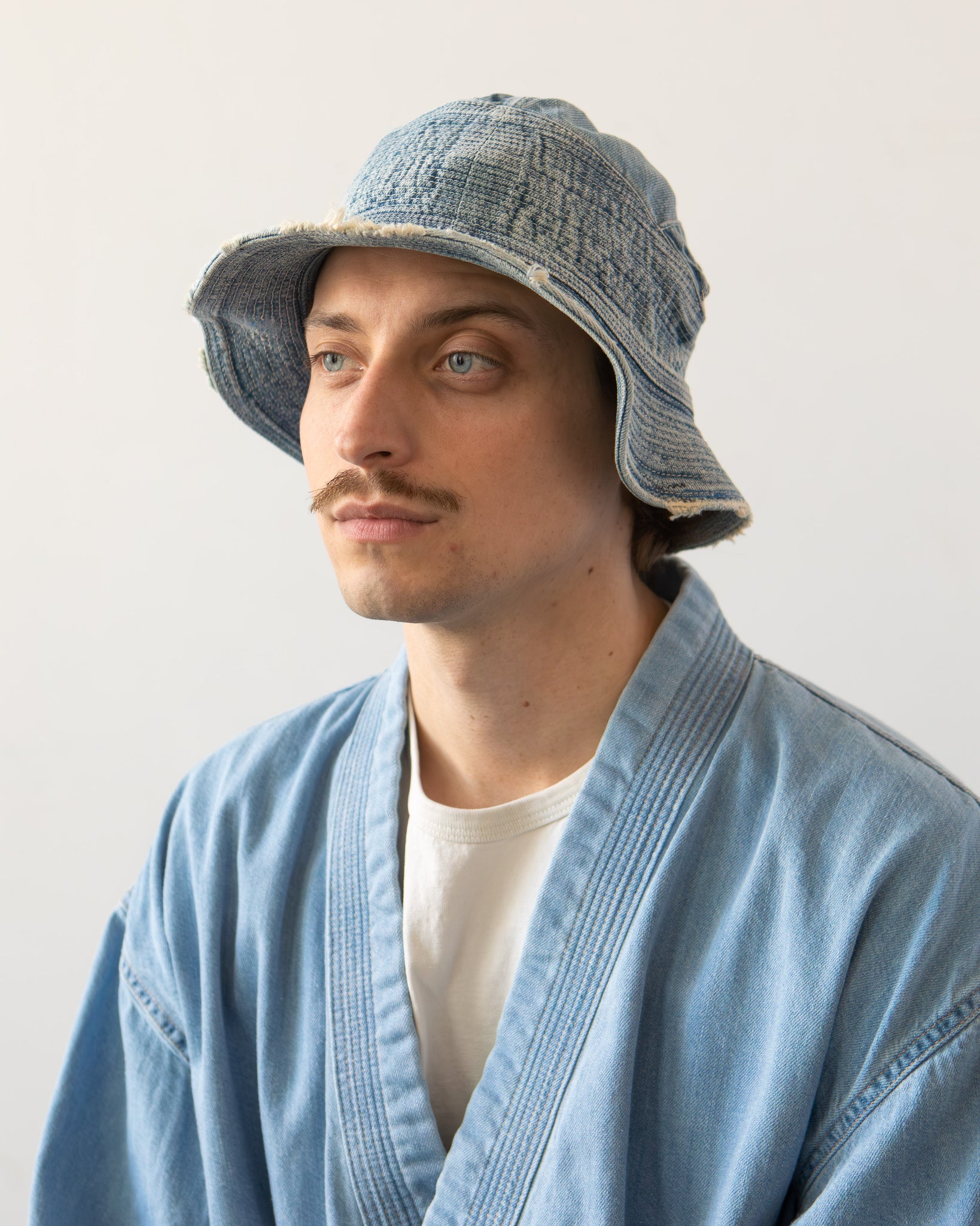 Denim Bucket Hat in Washed Indigo