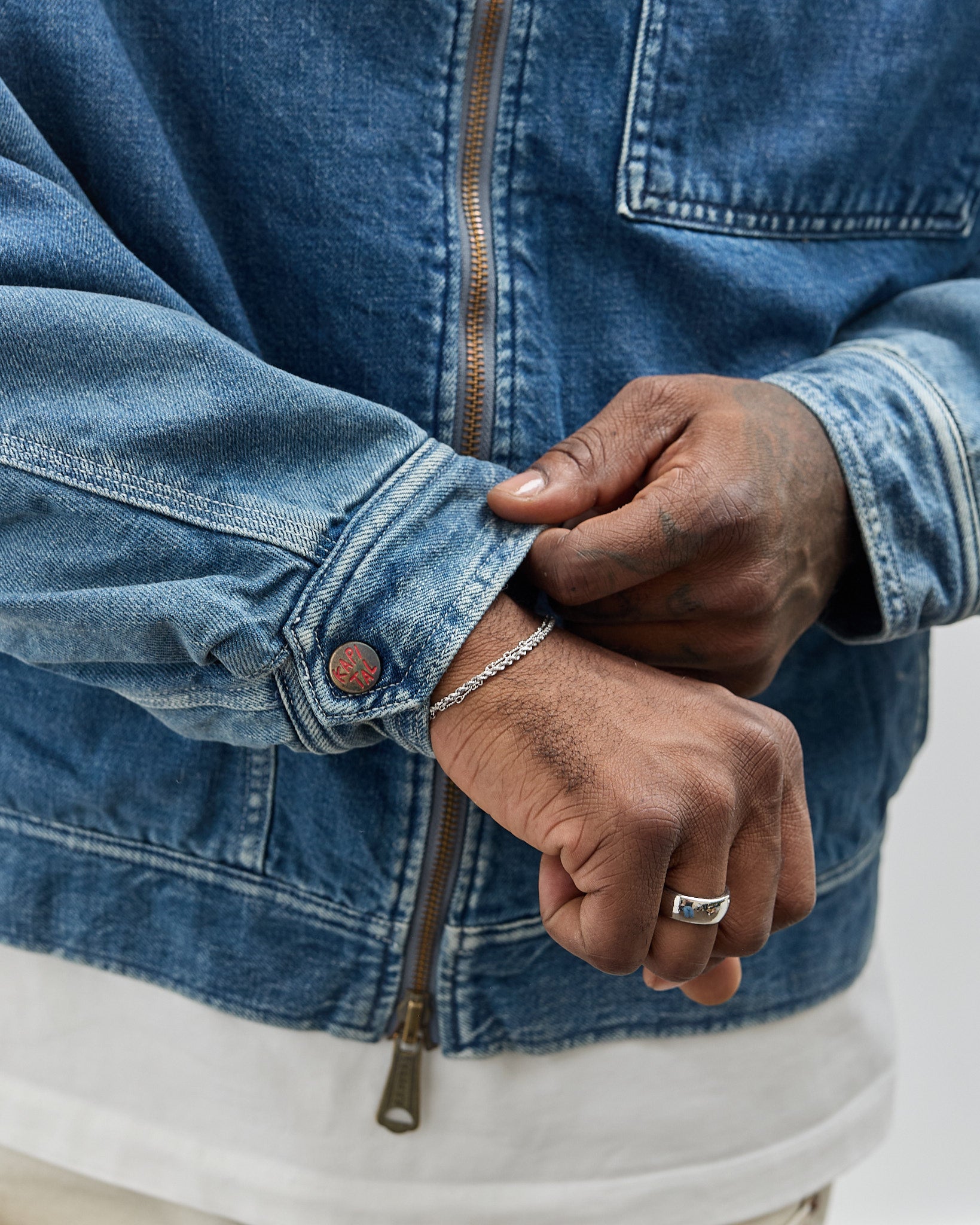 Kapital Unisex 11.5oz Denim Bone Lining Reversible Zip-Up