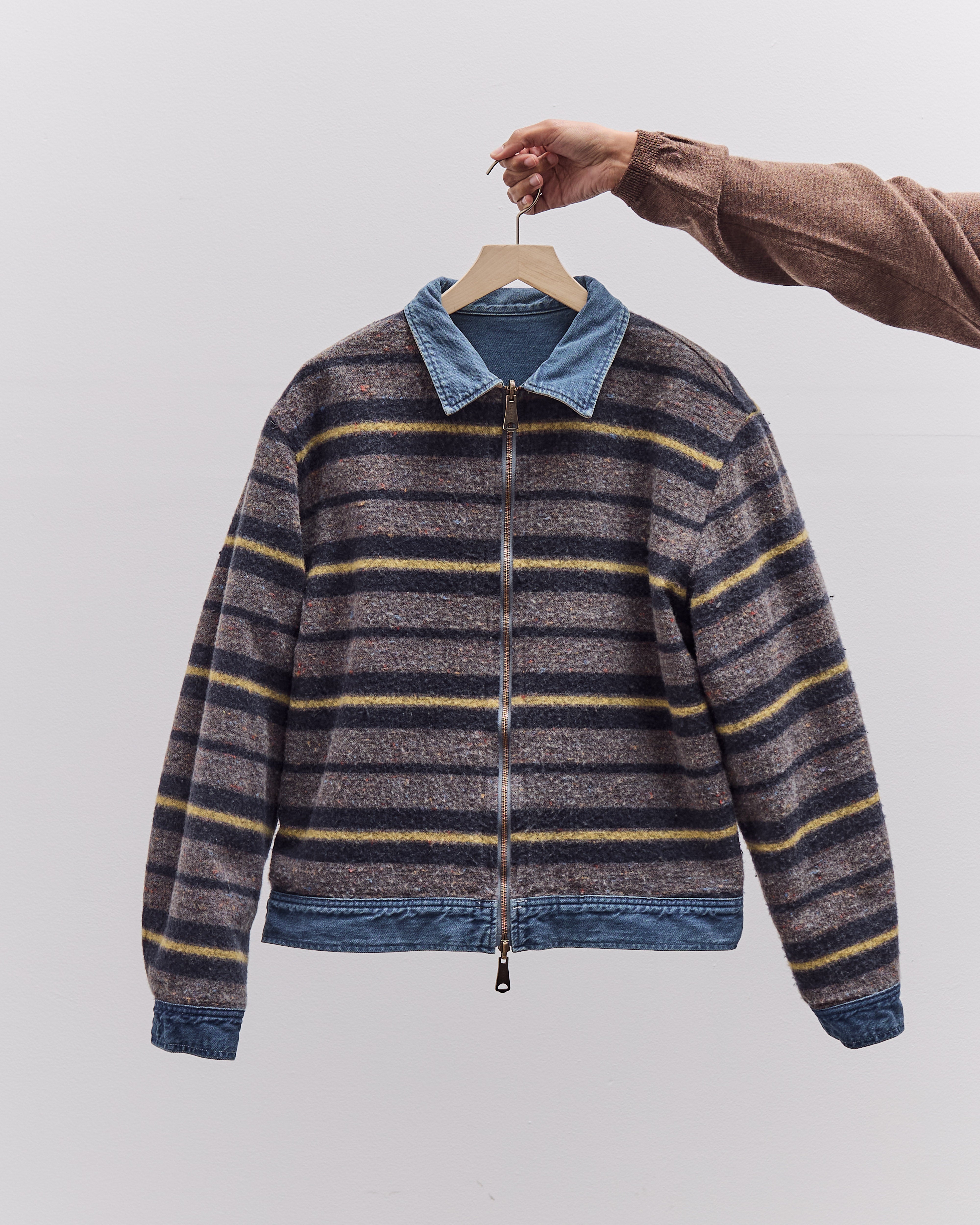 Kapital 11.5Oz Denim Lined Reversible Zip Up Work Jacket, Virgin