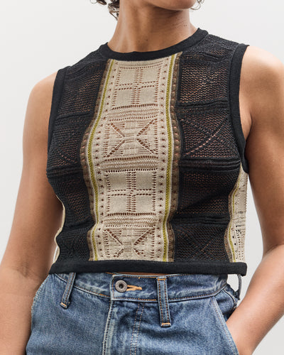 Kapital 12G Crochet Knit Bustier, Black