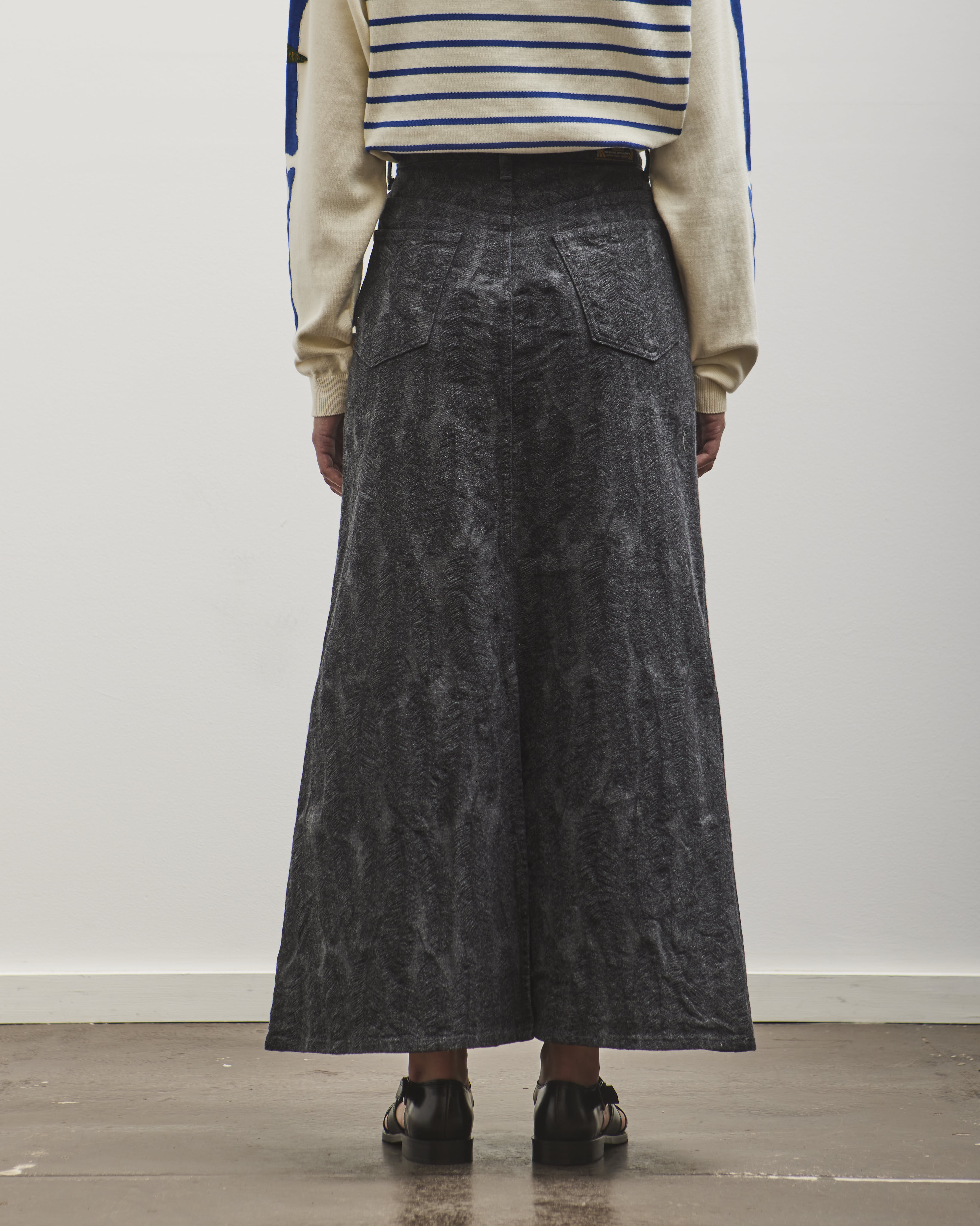 Kapital 12oz MAGPIE Denim High Waisted Maxi Skirt, BLKxBLK – Glasswing