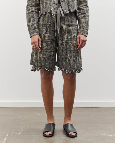Kapital 12oz MAGPIE Denim W-Knee Easy Short Pants, BLKxBE
