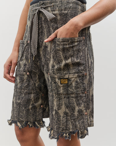 Kapital 12oz MAGPIE Denim W-Knee Easy Short Pants, BLKxBE