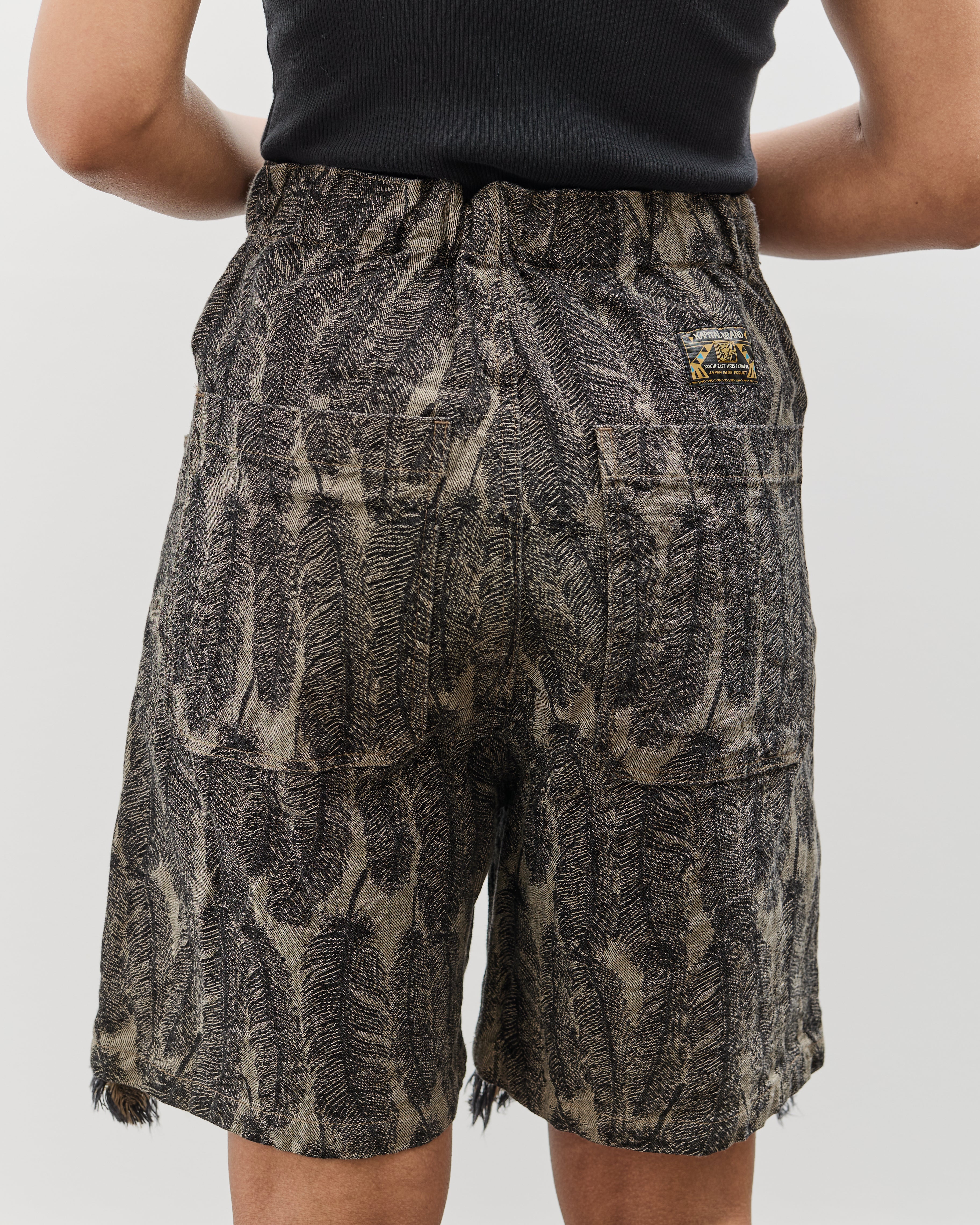 Kapital 12oz MAGPIE Denim W-Knee Easy Short Pants, BLKxBE