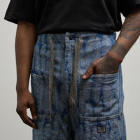 Kapital Unisex 12oz MAGPIE W-Knee EASY Baggy Pants, Light Denim