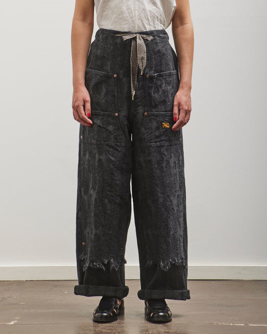 Kapital 12oz MAGPIE Denim W-Knee Easy Baggy Pants, BLKxBLK