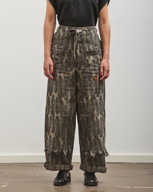 Kapital 12oz MAGPIE Denim W-Knee Easy Baggy Pants, BLKxBE