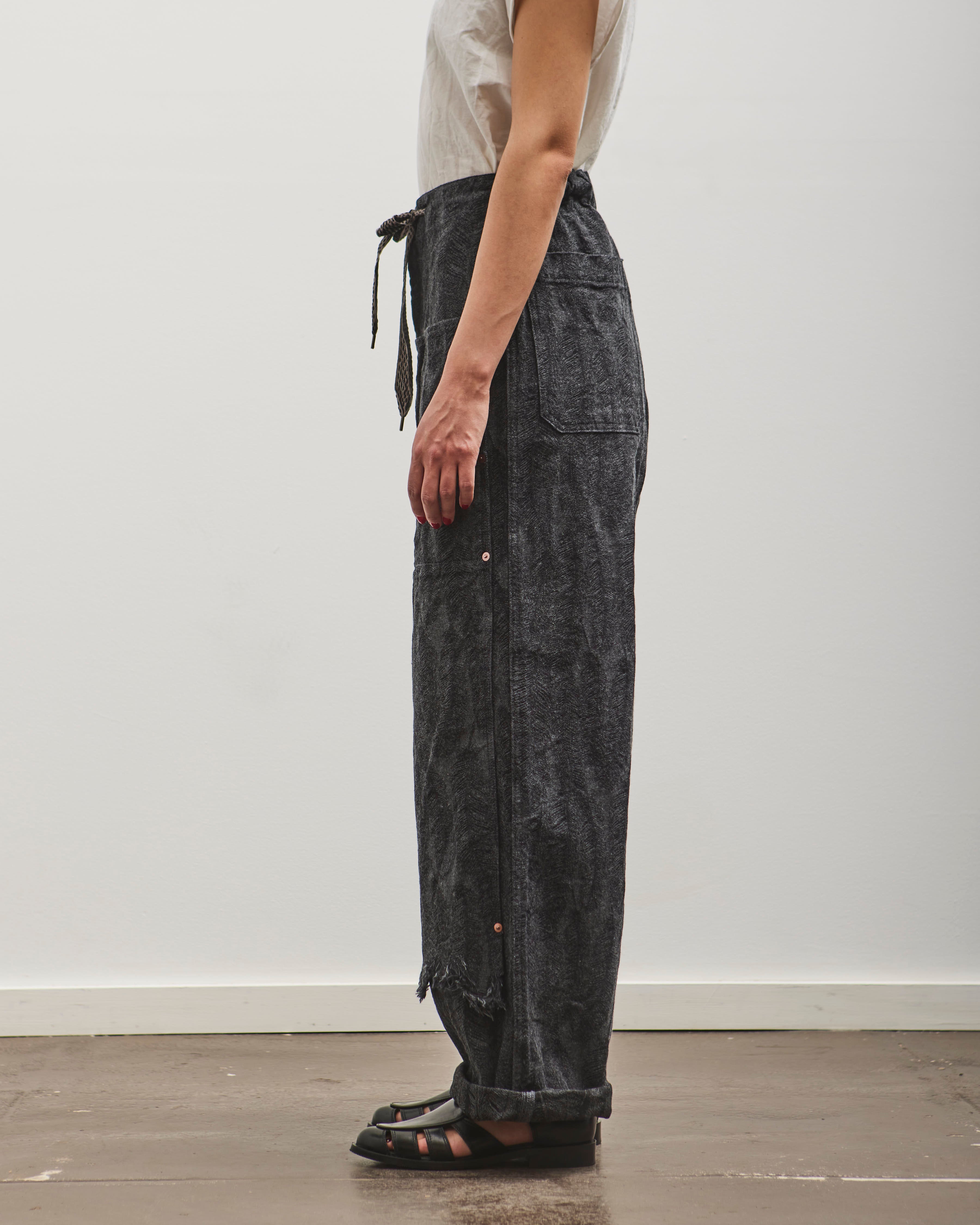 Kapital 12oz MAGPIE Denim W-Knee Easy Baggy Pants, BLKxBLK