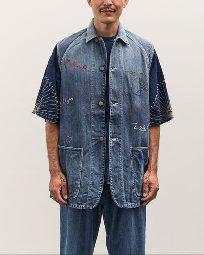 Kapital 12oz Denim Non-Sleeve College Coverall (Memorial Embroidery Model), PRO