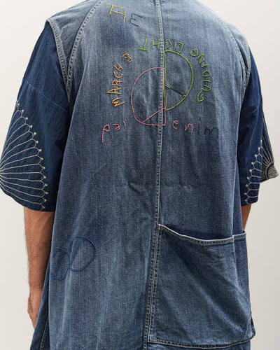 Kapital 12oz Denim Non-Sleeve College Coverall (Memorial Embroidery Model), PRO