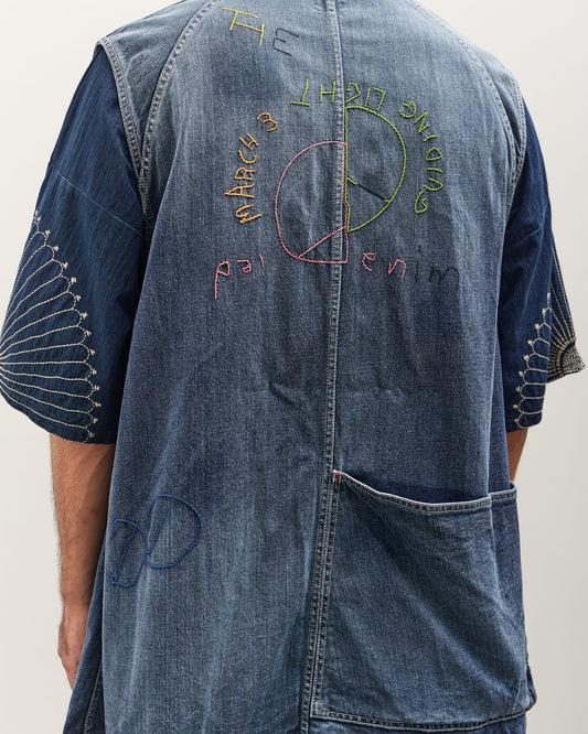 Kapital 12oz Denim Non-Sleeve College Coverall (Memorial Embroidery Model), PRO