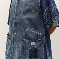 Kapital 12oz Denim Non-Sleeve College Coverall (Memorial Embroidery Model), PRO