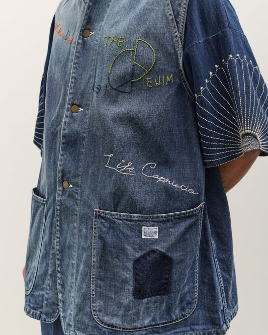 Kapital 12oz Denim Non-Sleeve College Coverall (Memorial Embroidery Model), PRO