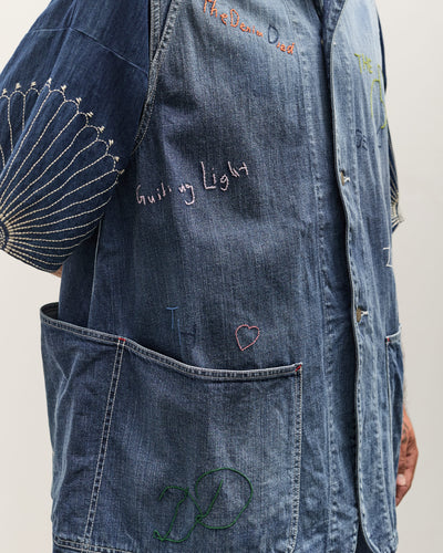 Kapital 12oz Denim Non-Sleeve College Coverall (Memorial Embroidery Model), PRO