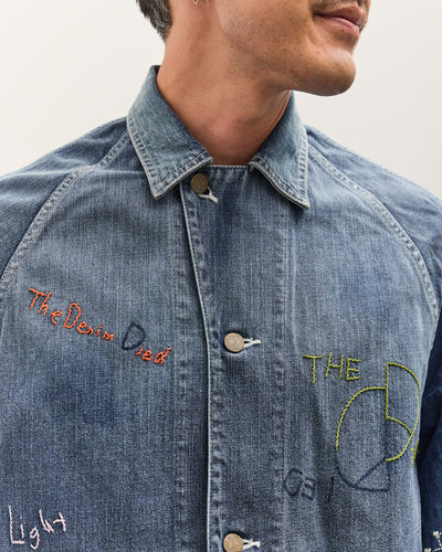 Kapital 12oz Denim Non-Sleeve College Coverall (Memorial Embroidery Model), PRO