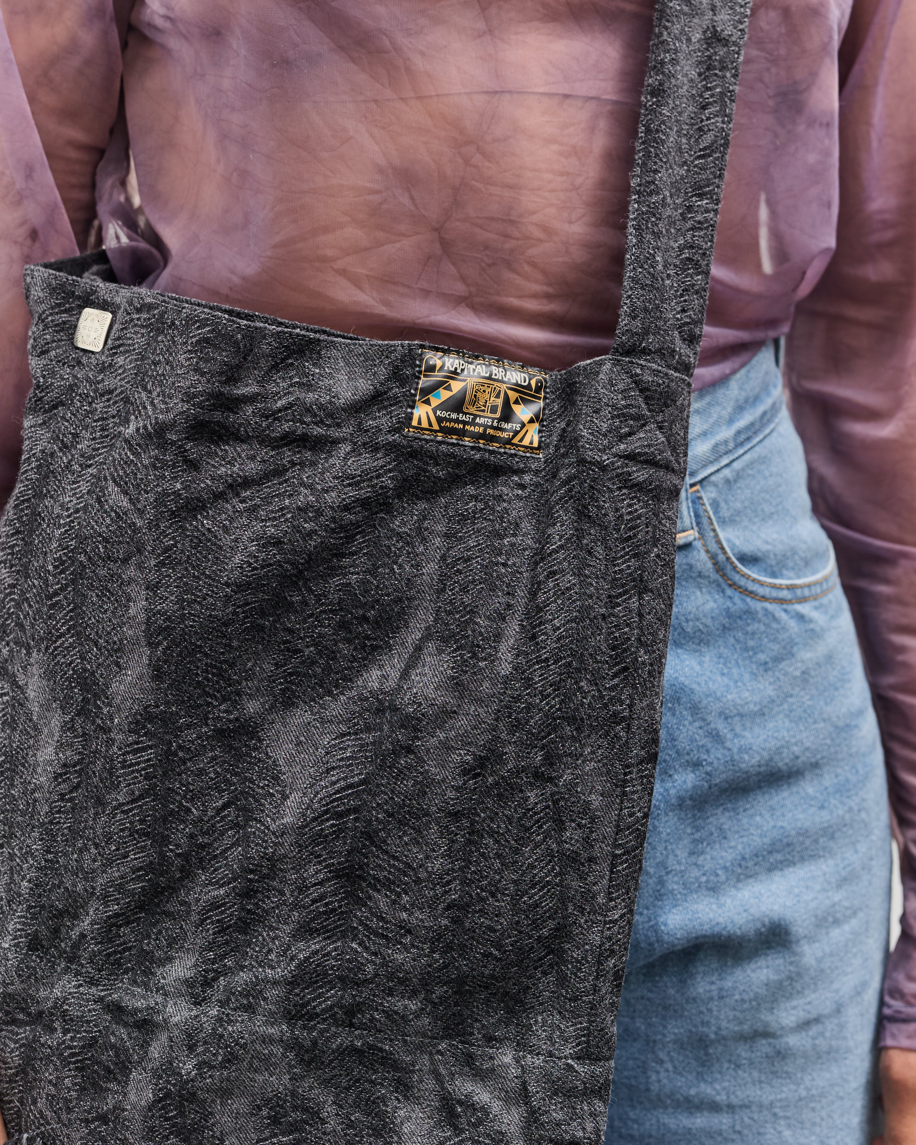 Kapital 12oz MAGPIE Denim MEDICINE Bag (L), BLKxBLK – Glasswing
