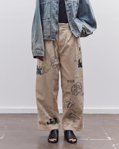 Kapital Unisex 14W Corduroy IVY Pants (Memorial Paint Model), Beige
