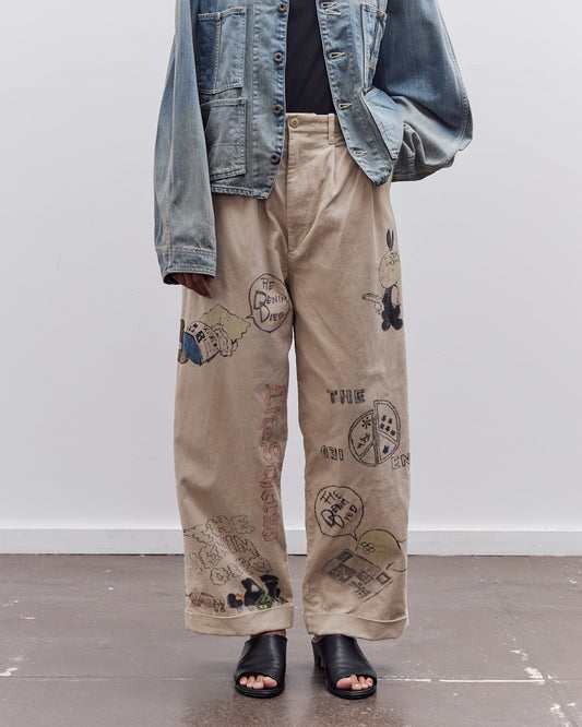Kapital Unisex 14W Corduroy IVY Pants (Memorial Paint Model), Beige