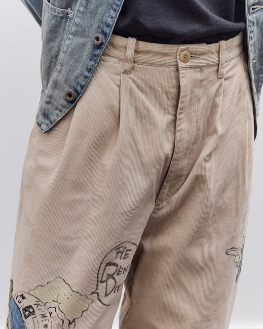 Kapital Unisex 14W Corduroy IVY Pants (Memorial Paint Model), Beige