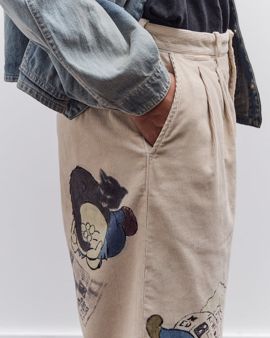 Kapital Unisex 14W Corduroy IVY Pants (Memorial Paint Model), Beige