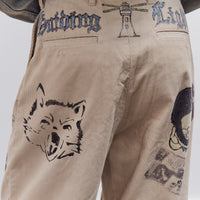 Kapital Unisex 14W Corduroy IVY Pants (Memorial Paint Model), Beige