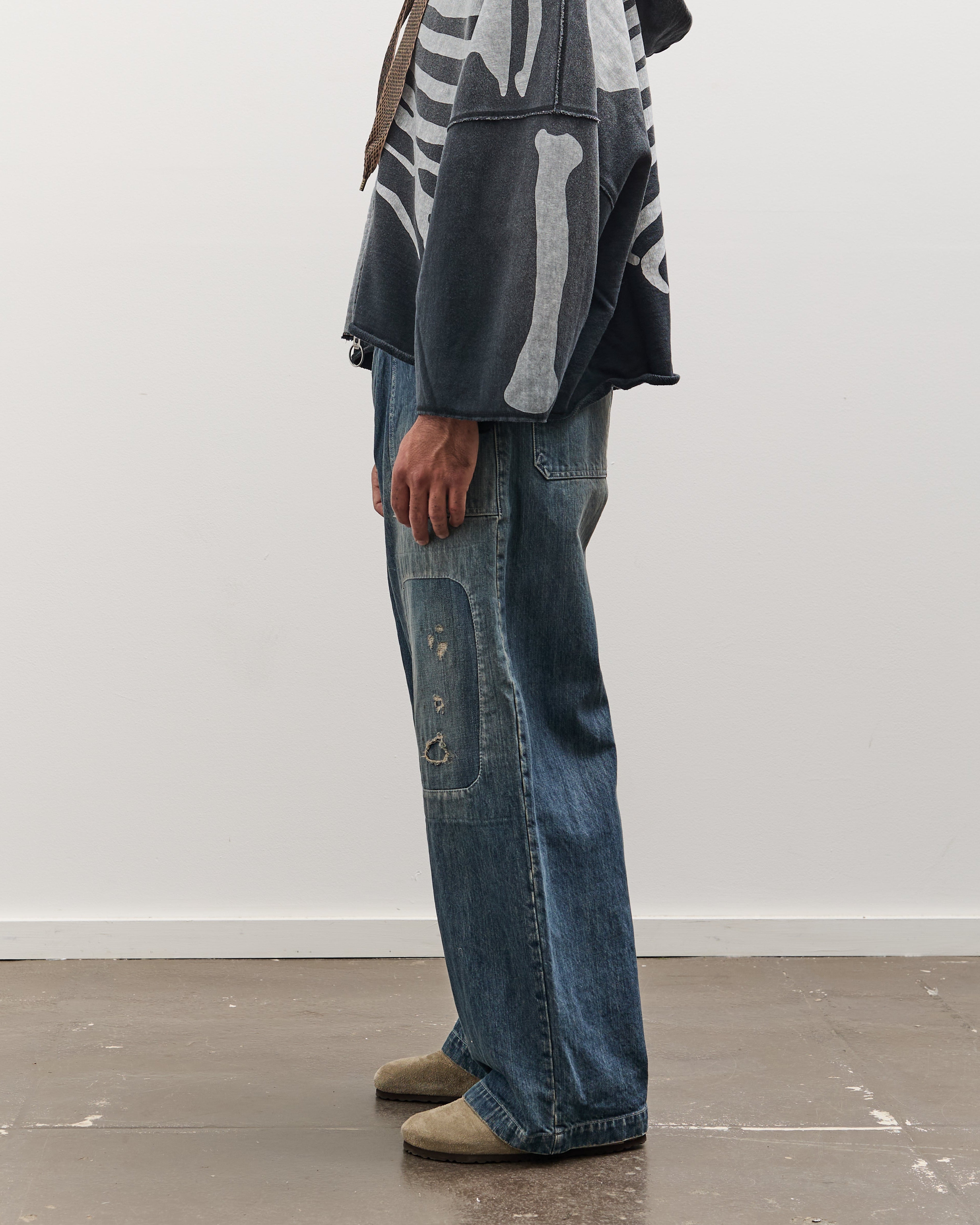 Kapital 14oz Denim FATIGUE Baggy Pants (RUSHFIELD Remake), PRO