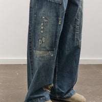 Kapital 14oz Denim FATIGUE Baggy Pants (RUSHFIELD Remake), PRO