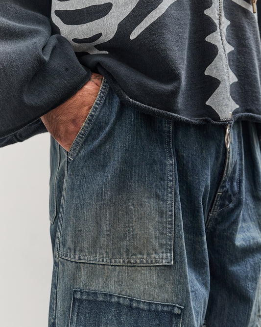 Kapital 14oz Denim FATIGUE Baggy Pants (RUSHFIELD Remake), PRO