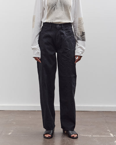 Kapital 14Oz Blk X Blk Denim Club Baggy 5P Pants, Black