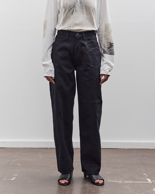 Kapital 14Oz Blk X Blk Denim Club Baggy 5P Pants, Black