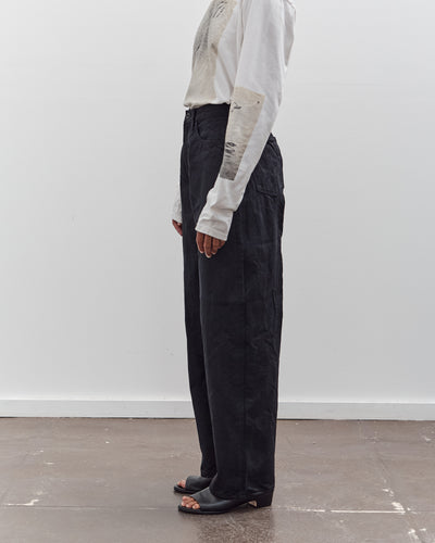 Kapital 14Oz Blk X Blk Denim Club Baggy 5P Pants, Black