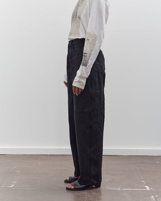Kapital 14Oz Blk X Blk Denim Club Baggy 5P Pants, Black