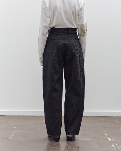 Kapital 14Oz Blk X Blk Denim Club Baggy 5P Pants, Black