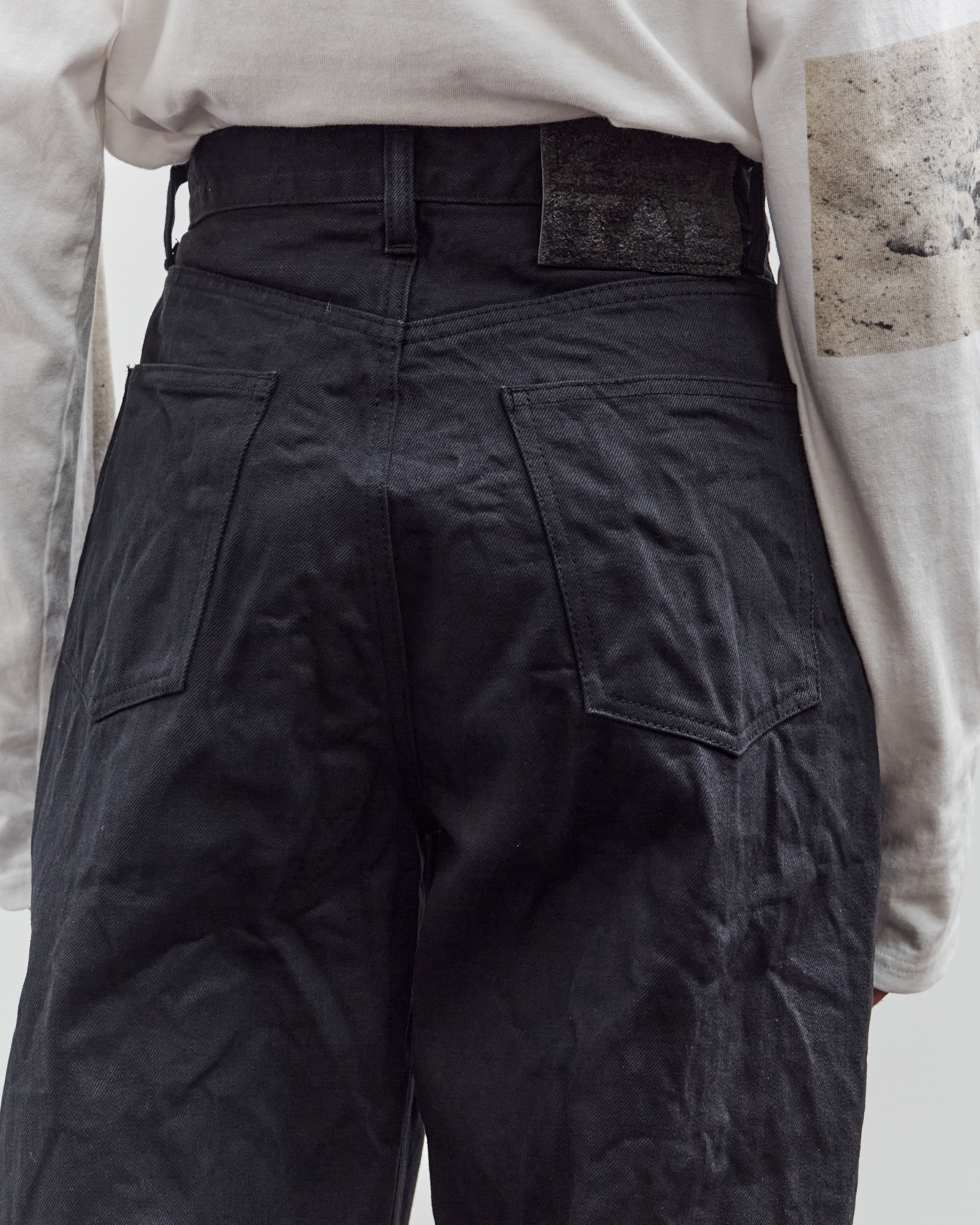 14Oz Blk X Blk Denim Club Baggy 5P Pants, Black – Glasswing