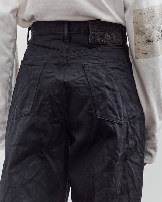 Kapital 14Oz Blk X Blk Denim Club Baggy 5P Pants, Black