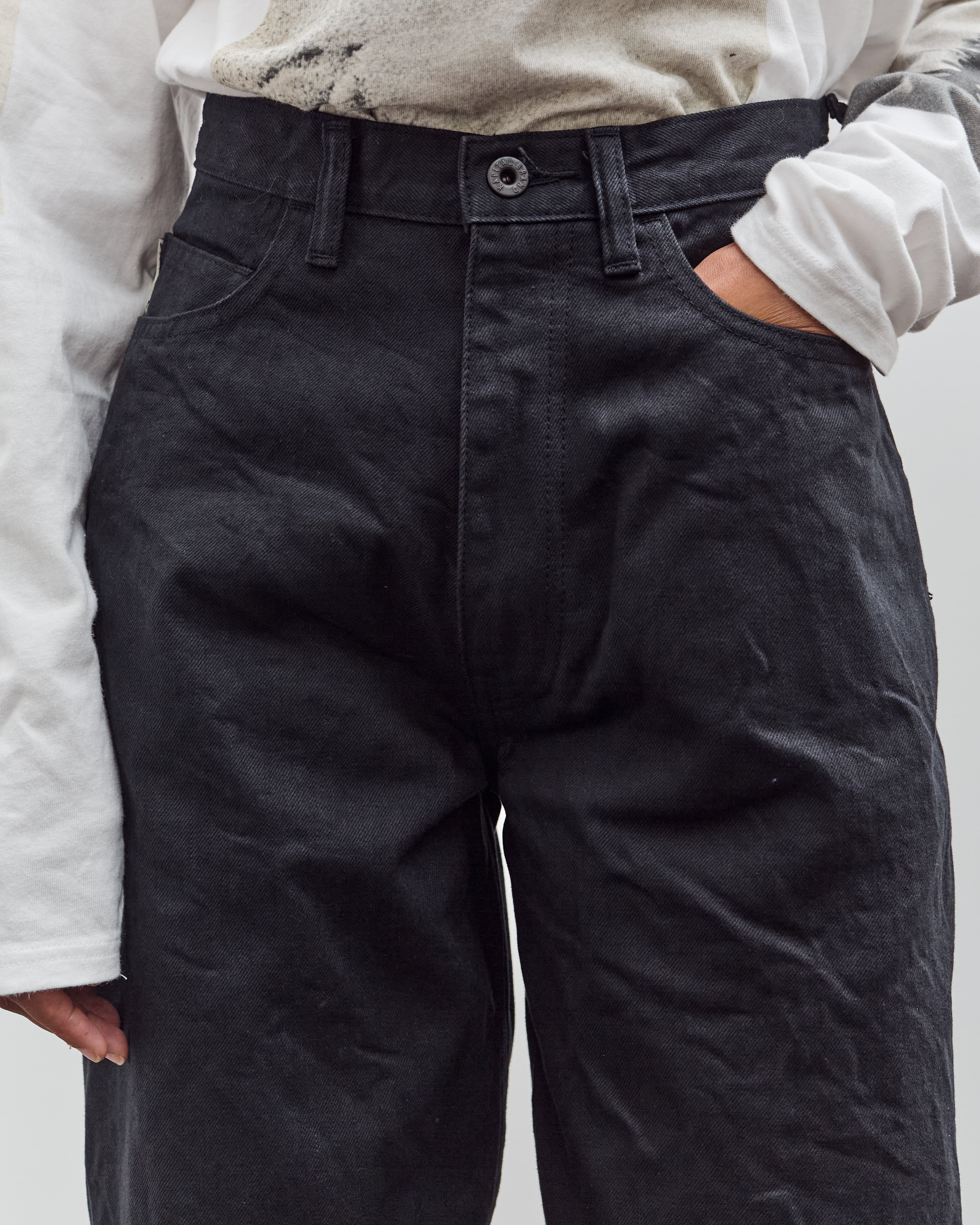 14Oz Blk X Blk Denim Club Baggy 5P Pants, Black – Glasswing