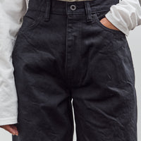 Kapital 14Oz Blk X Blk Denim Club Baggy 5P Pants, Black