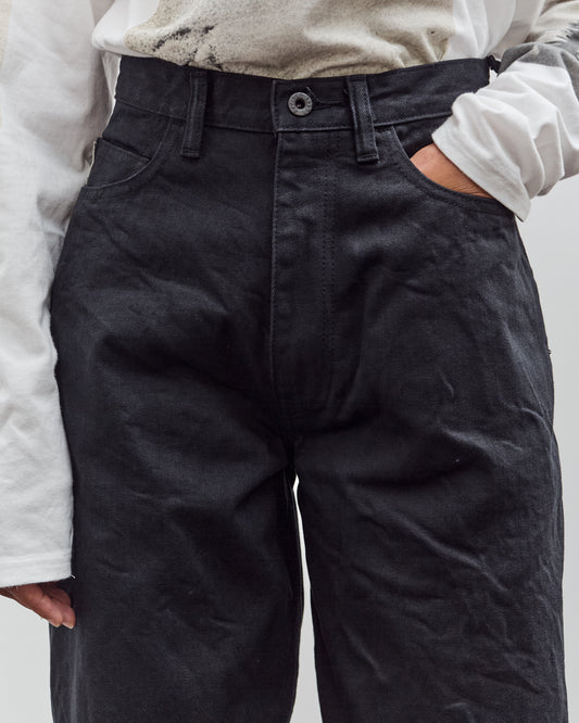 Kapital 14Oz Blk X Blk Denim Club Baggy 5P Pants, Black
