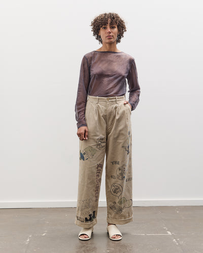 Kapital 14W Corduroy IVY Pants (Memorial Paint Model), Beige