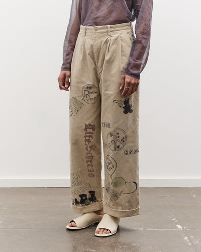 Kapital 14W Corduroy IVY Pants (Memorial Paint Model), Beige