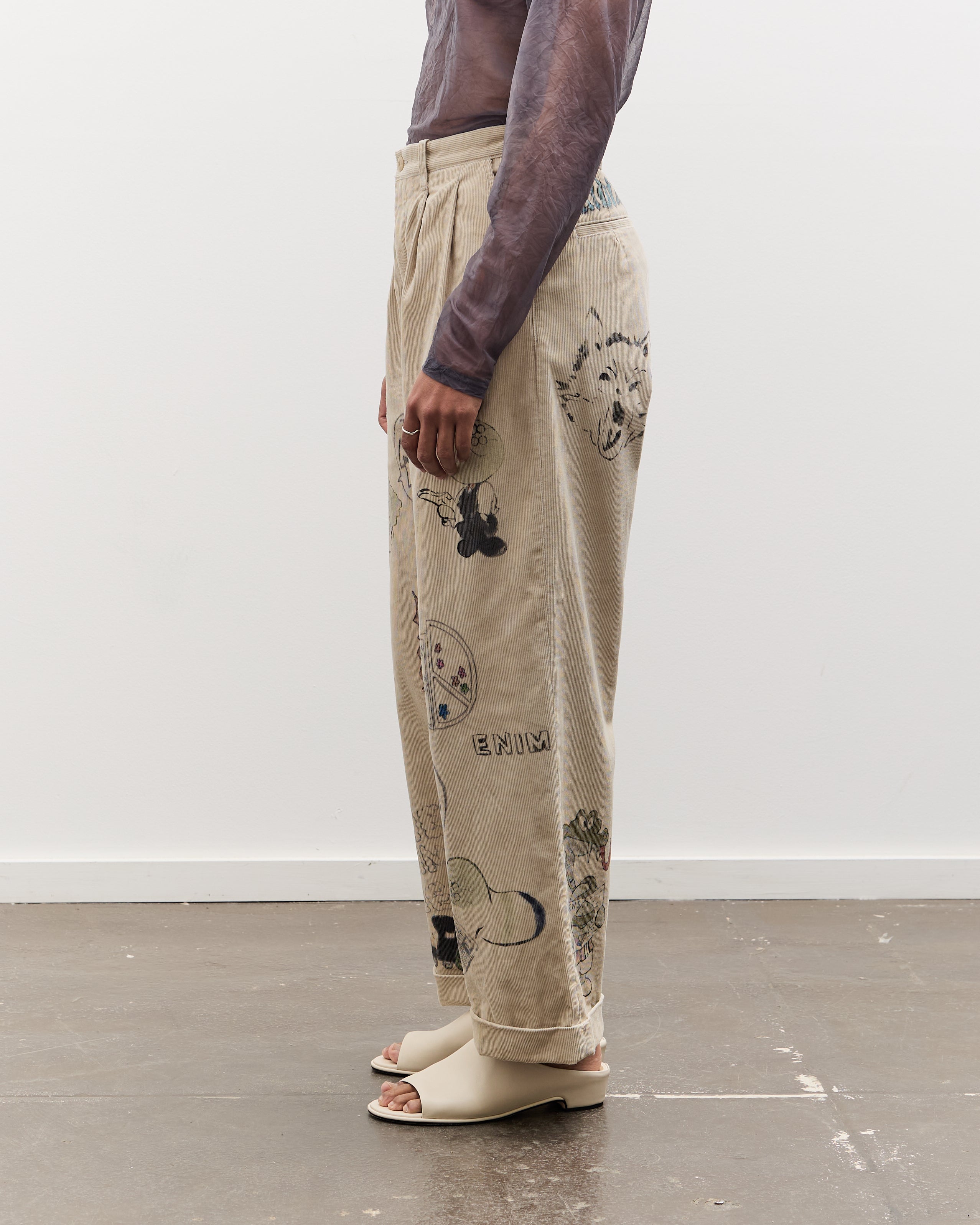 Kapital 14W Corduroy IVY Pants (Memorial Paint Model), Beige