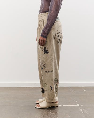 Kapital 14W Corduroy IVY Pants (Memorial Paint Model), Beige