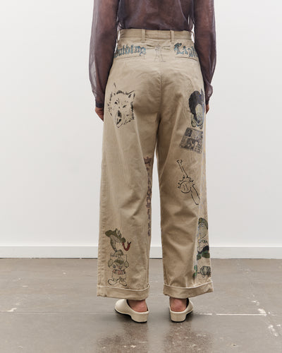 Kapital 14W Corduroy IVY Pants (Memorial Paint Model), Beige