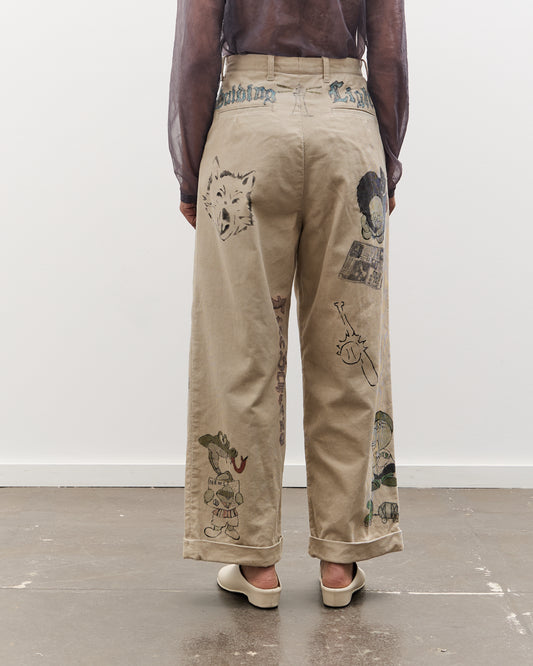 Kapital 14W Corduroy IVY Pants (Memorial Paint Model), Beige