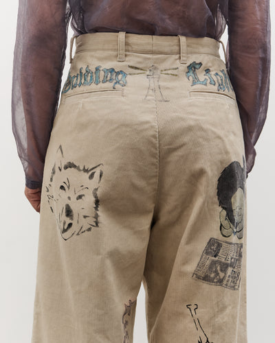 Kapital 14W Corduroy IVY Pants (Memorial Paint Model), Beige